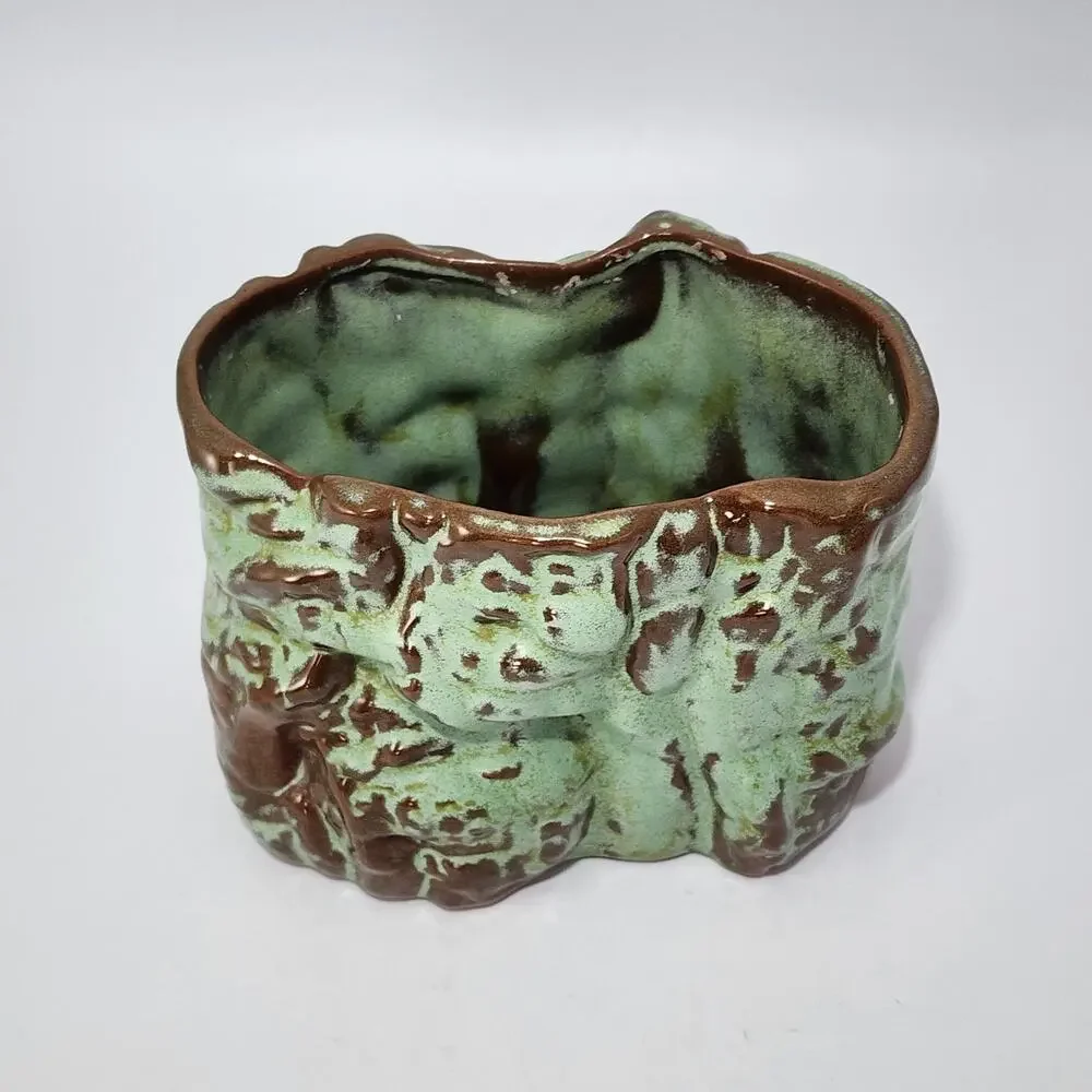 Frankoma Pottery Prairie Green Cork Tree Vase Planter B 3